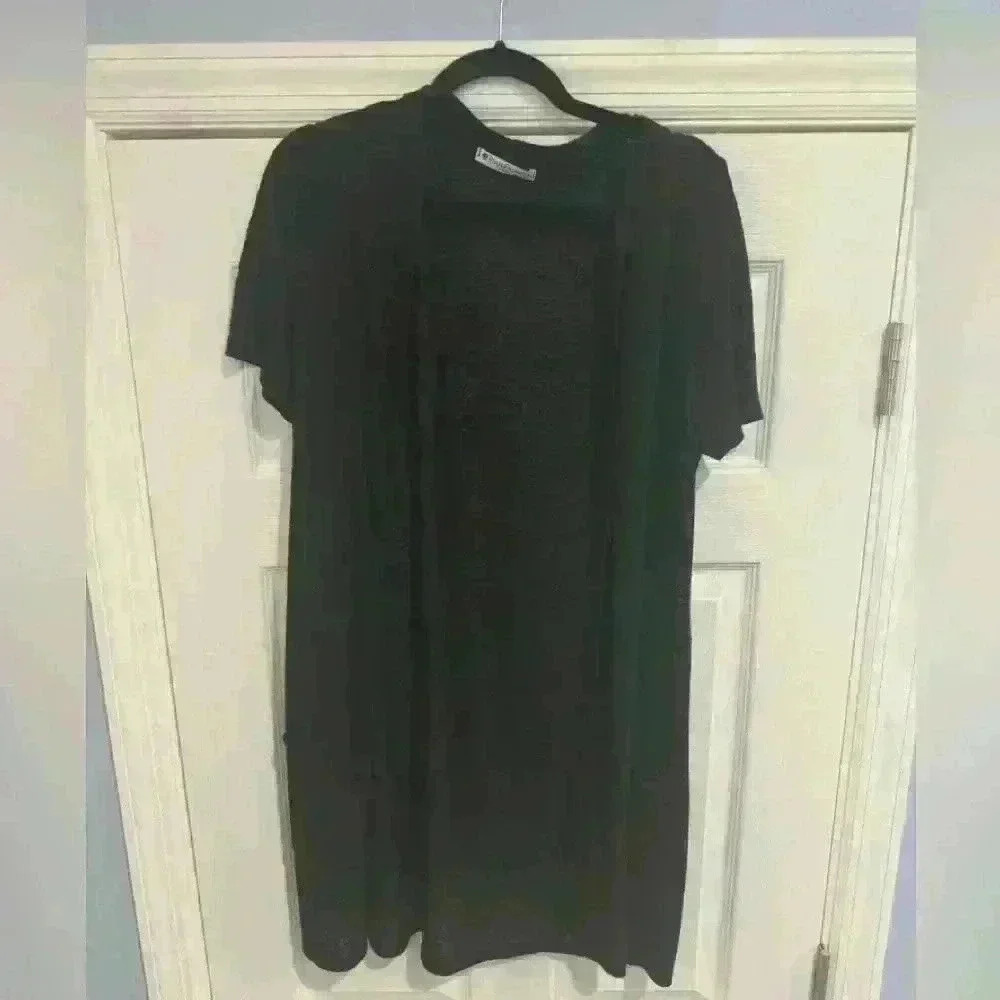 Black Short Sleeve Open Front Cardigan - Size Medium